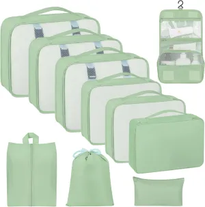 10 Set Packing Cubes for Travel, Luggage Organizer Bags with Hanging Toiletry Bag and Shoe Bag, Travel Packing Cubes for Carry on Suitcase Luggage Accessories Vacation Essentials (Black)