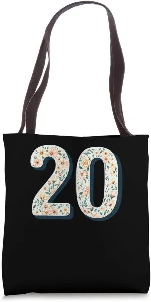 20 Years Old Vintage 20th Birthday Tee Wildflower Women Tote Bag