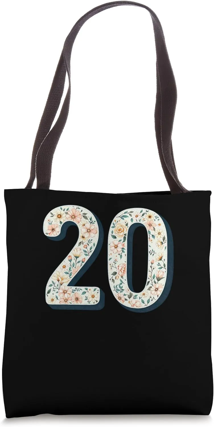 20 Years Old Vintage 20th Birthday Tee Wildflower Women Tote Bag