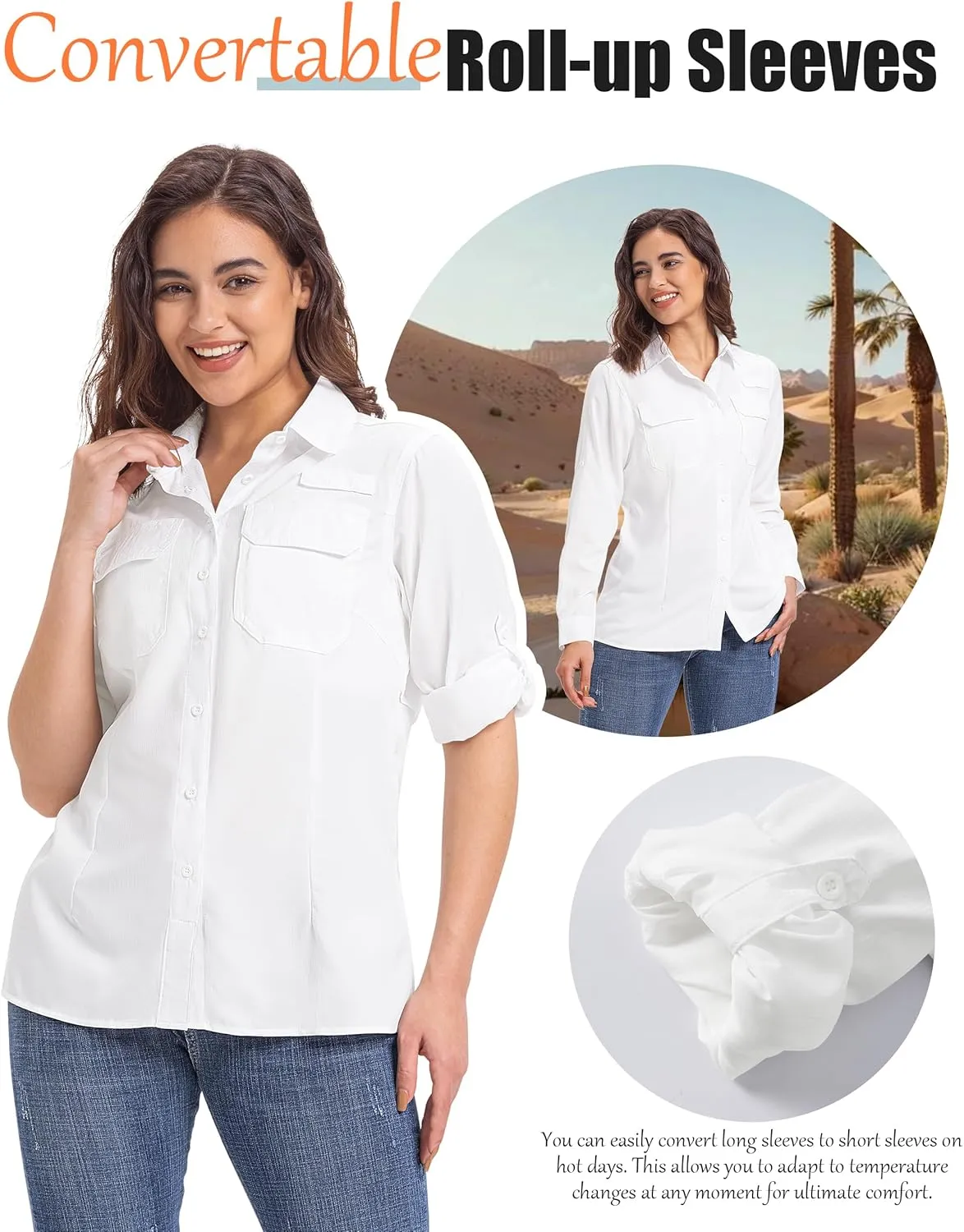 33,000ft Women's UPF 50  UV Long Sleeve Sun Protection Safari Shirts Quick Dry Outdoor Fishing Hiking Travel Shirt