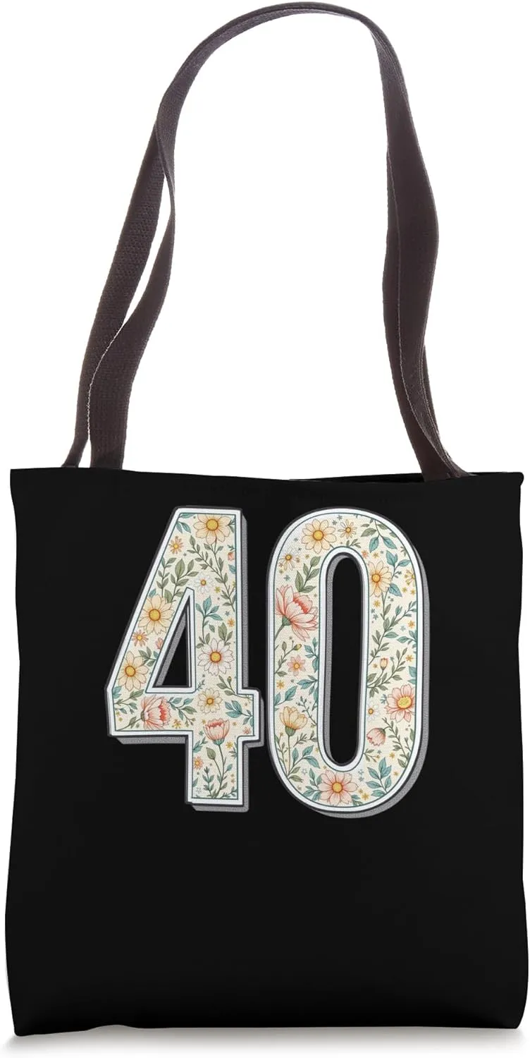 40 Years Old Vintage 40th Birthday Tee Wildflower Women Tote Bag