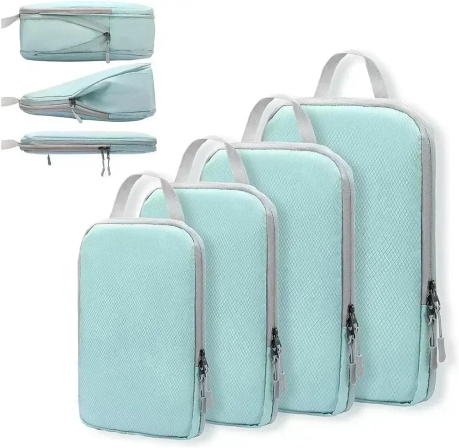 4Pcs Travel Compression Packing Cubes Bag Portable Suitcase Clothes Organizers Luggage Storage Cases Drawer Bags
