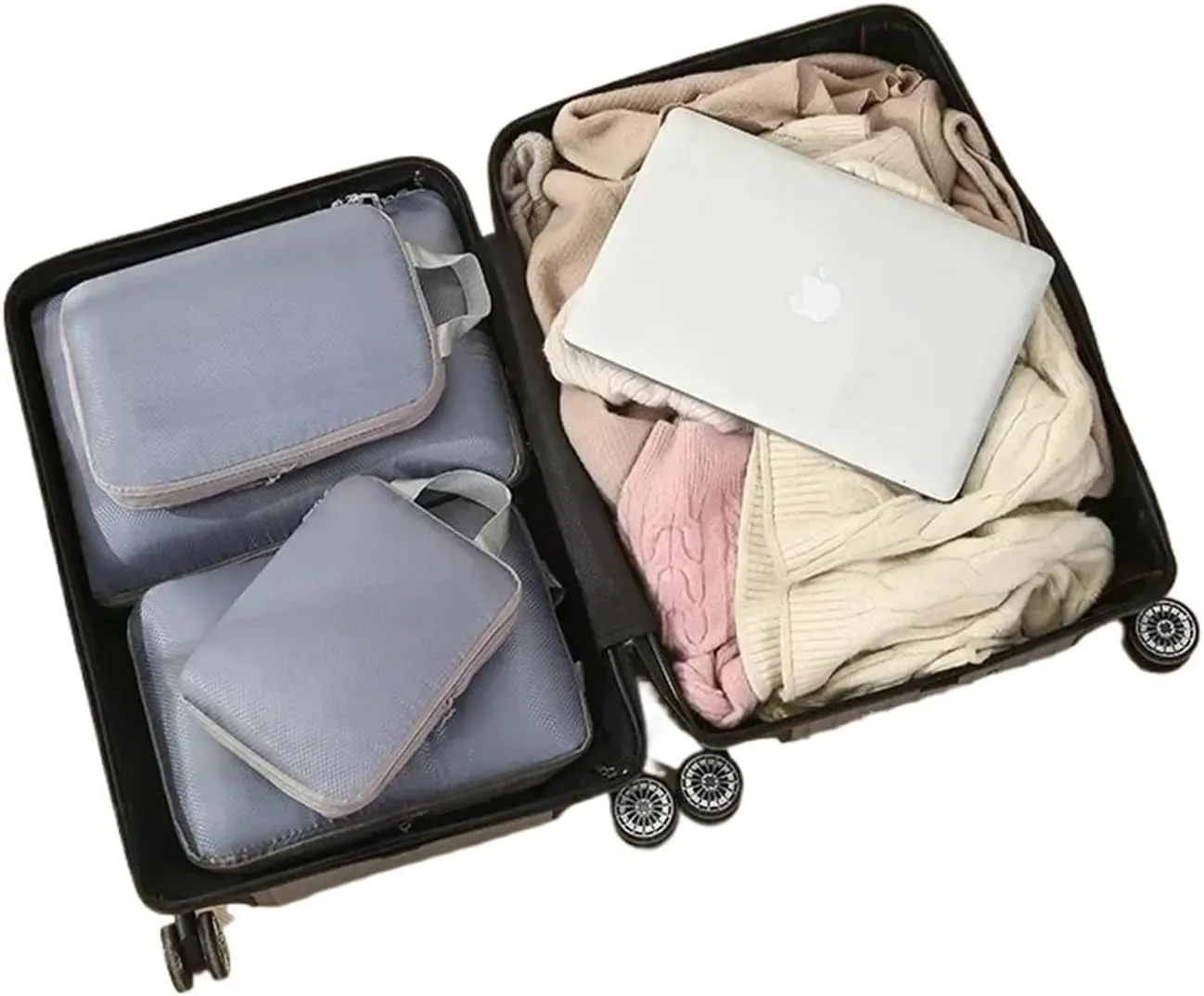 4Pcs Travel Compression Packing Cubes Bag Portable Suitcase Clothes Organizers Luggage Storage Cases Drawer Bags