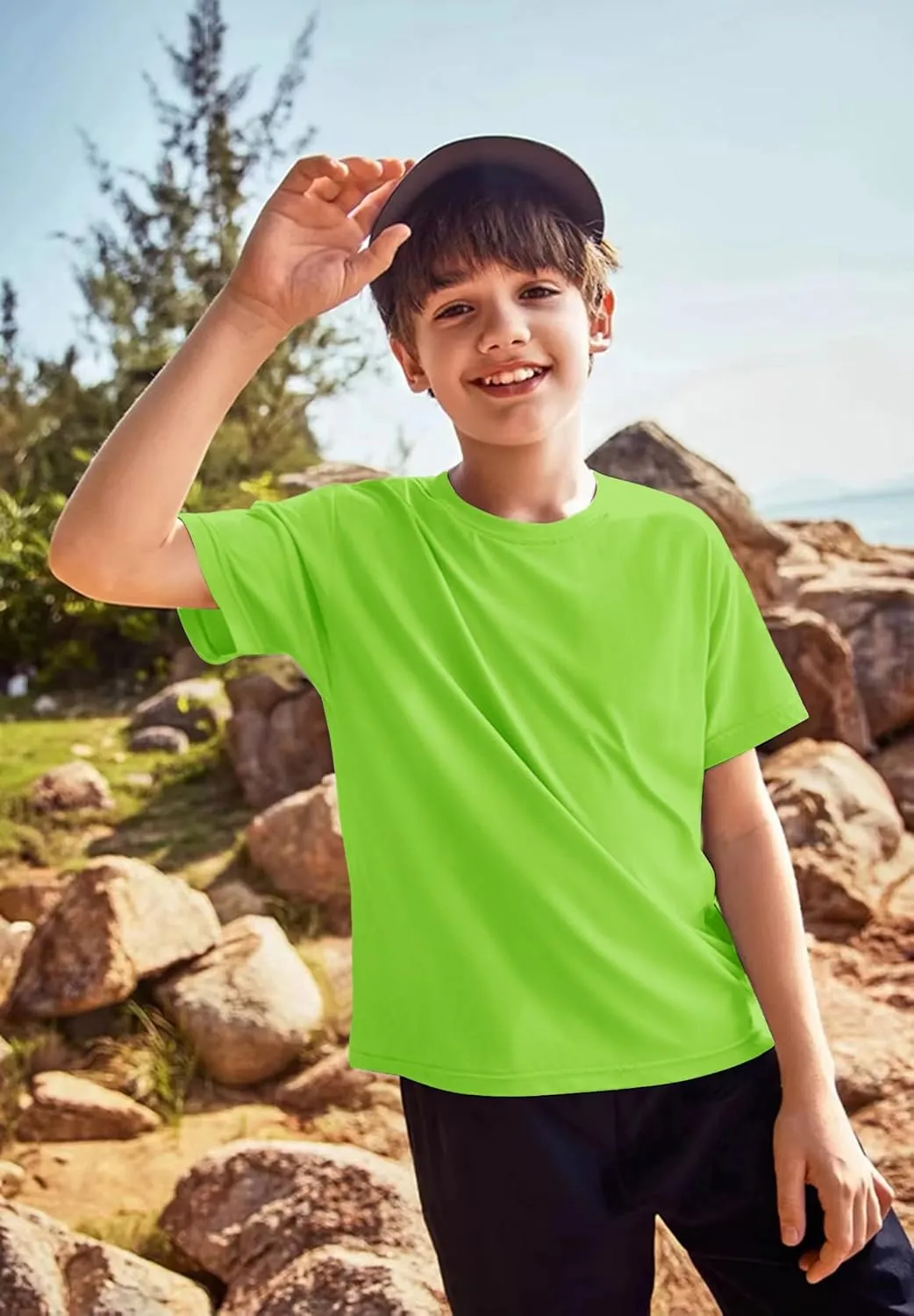 5-Pack Kids/Boys/Youth Mesh Athletic Quick Dry Shirts Youth Activewear Moisture Wicking Short Sleeve T-ShirtsAge 4-15Years