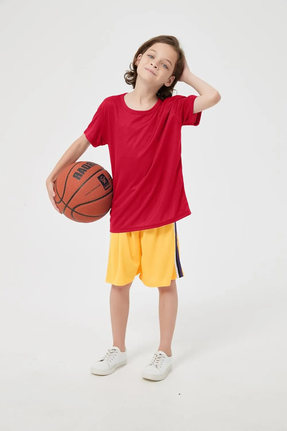 5-Pack Kids/Boys/Youth Mesh Athletic Quick Dry Shirts Youth Activewear Moisture Wicking Short Sleeve T-ShirtsAge 4-15Years