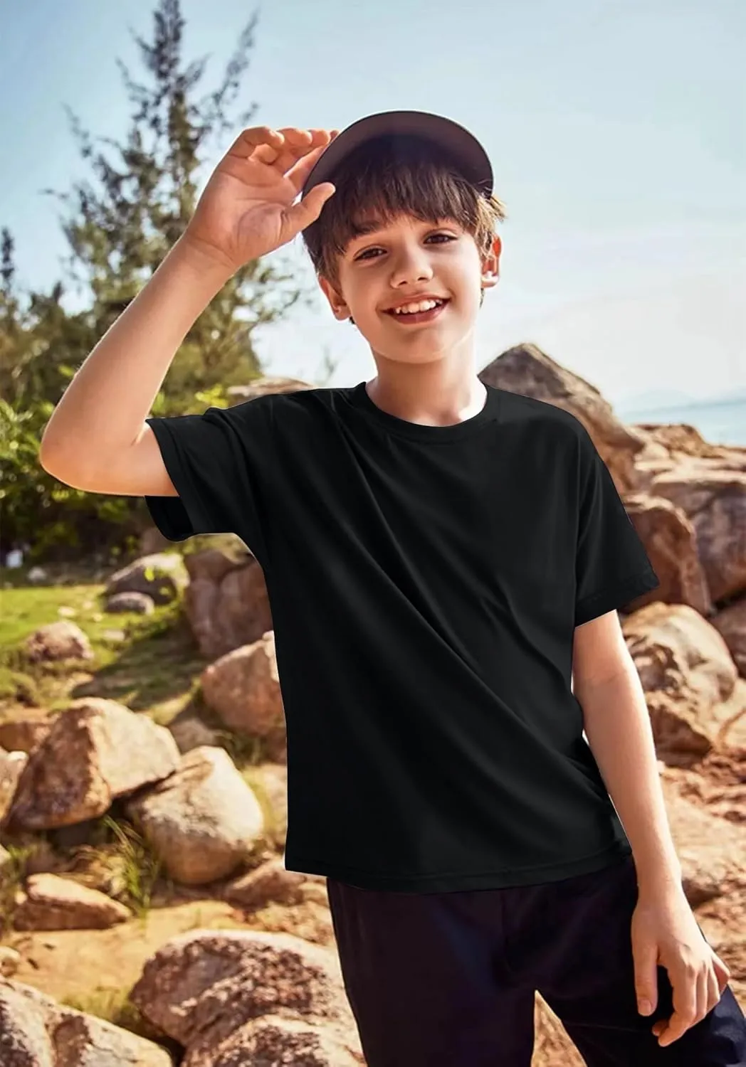 5-Pack Kids/Boys/Youth Mesh Athletic Quick Dry Shirts Youth Activewear Moisture Wicking Short Sleeve T-ShirtsAge 4-15Years