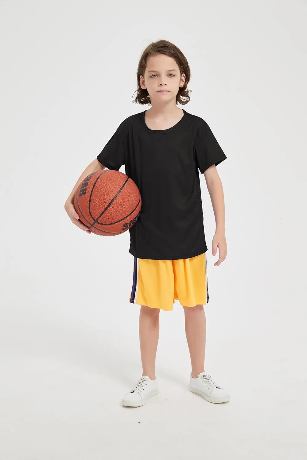 5-Pack Kids/Boys/Youth Mesh Athletic Quick Dry Shirts Youth Activewear Moisture Wicking Short Sleeve T-ShirtsAge 4-15Years