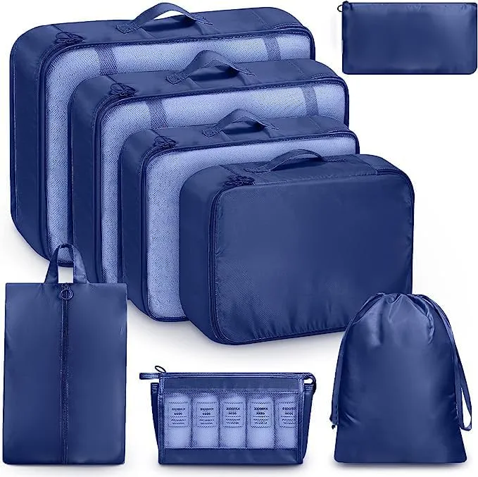 8 Set Packing Cubes for Travel, Luggage Organizer Bags for TravelEssentials, Travel Cubes for Carry on Suitcases (Gray)