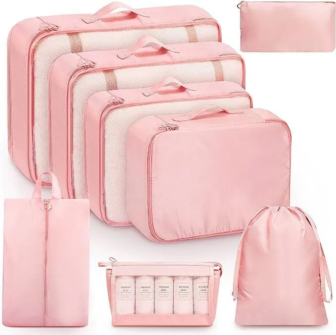 8 Set Packing Cubes for Travel, Luggage Organizer Bags for TravelEssentials, Travel Cubes for Carry on Suitcases (Gray)