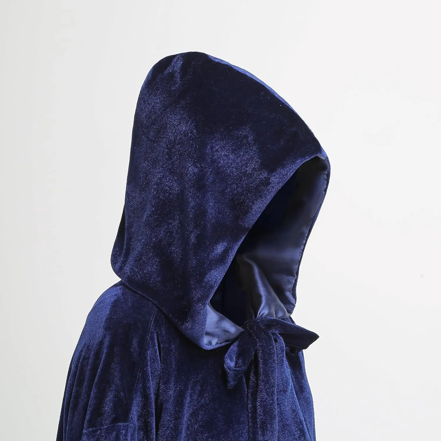 Adult Wizard Robe Warlock Cloak Costume with Sleeves Satin Robe with Hood Halloween