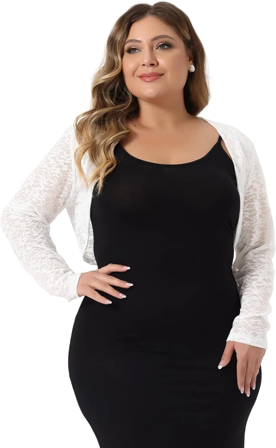 Agnes Orinda Plus Size Bolero Shrugs for Women Elegant Open Front Sheer Summer Crop Lace Floral Cardigans