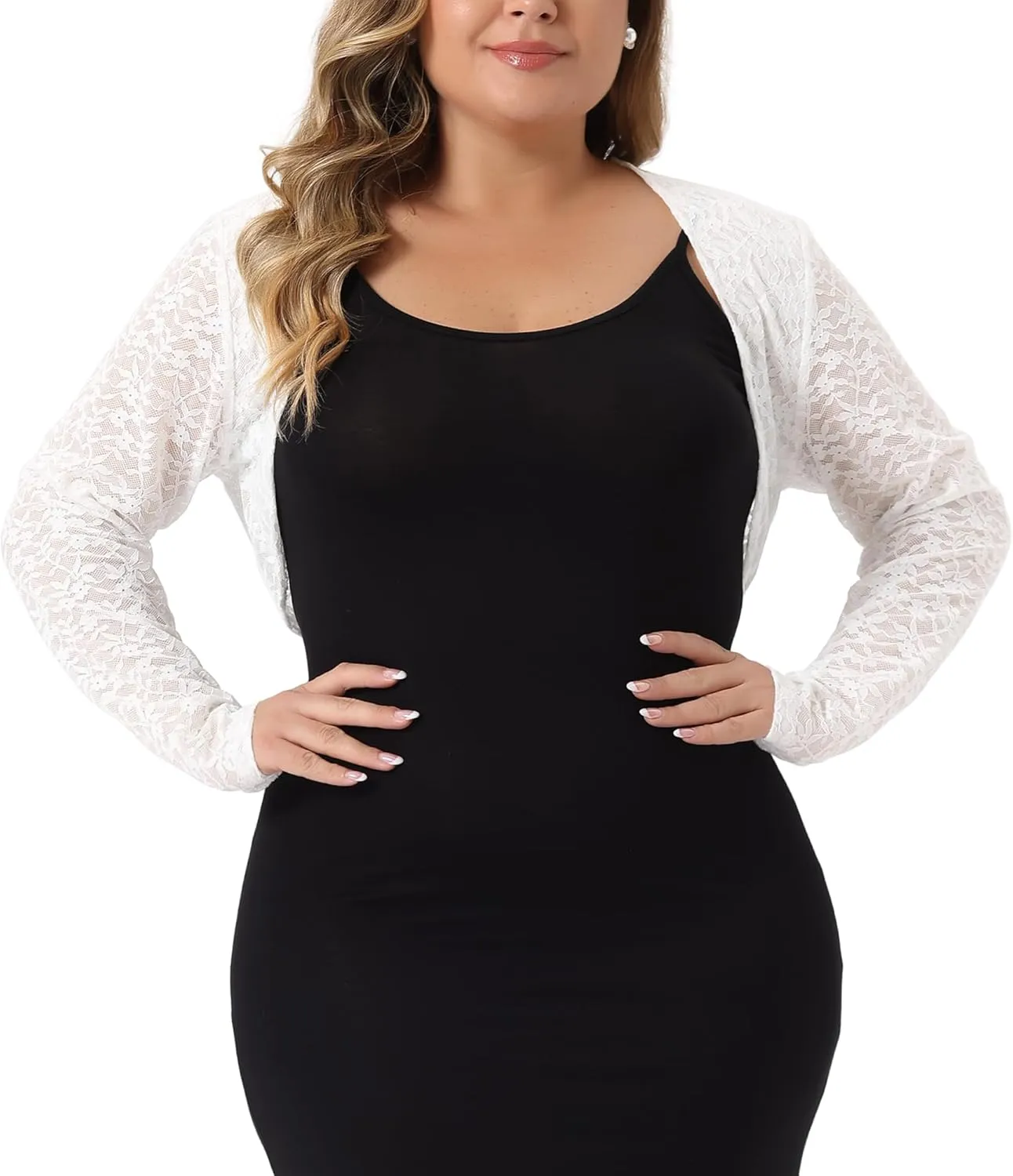 Agnes Orinda Plus Size Bolero Shrugs for Women Elegant Open Front Sheer Summer Crop Lace Floral Cardigans