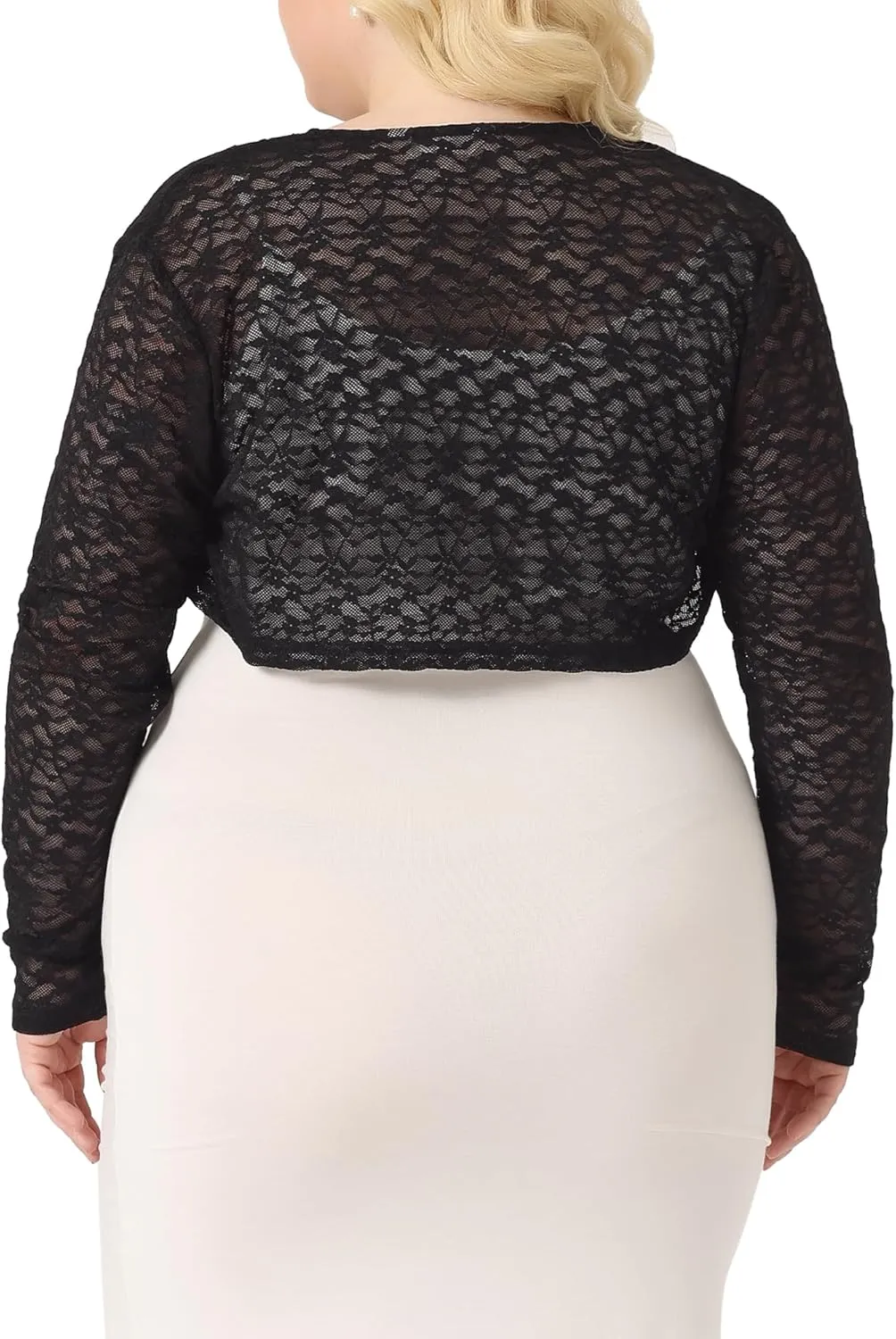 Agnes Orinda Plus Size Bolero Shrugs for Women Elegant Open Front Sheer Summer Crop Lace Floral Cardigans