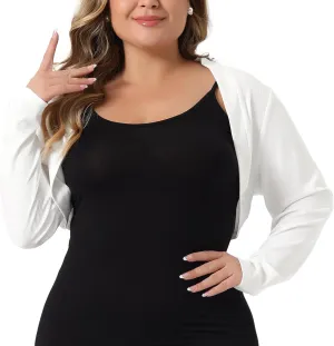 Agnes Orinda Plus Size Cropped Cardigans for Women Long Sleeve Open Front Bolero Shrugs Tops
