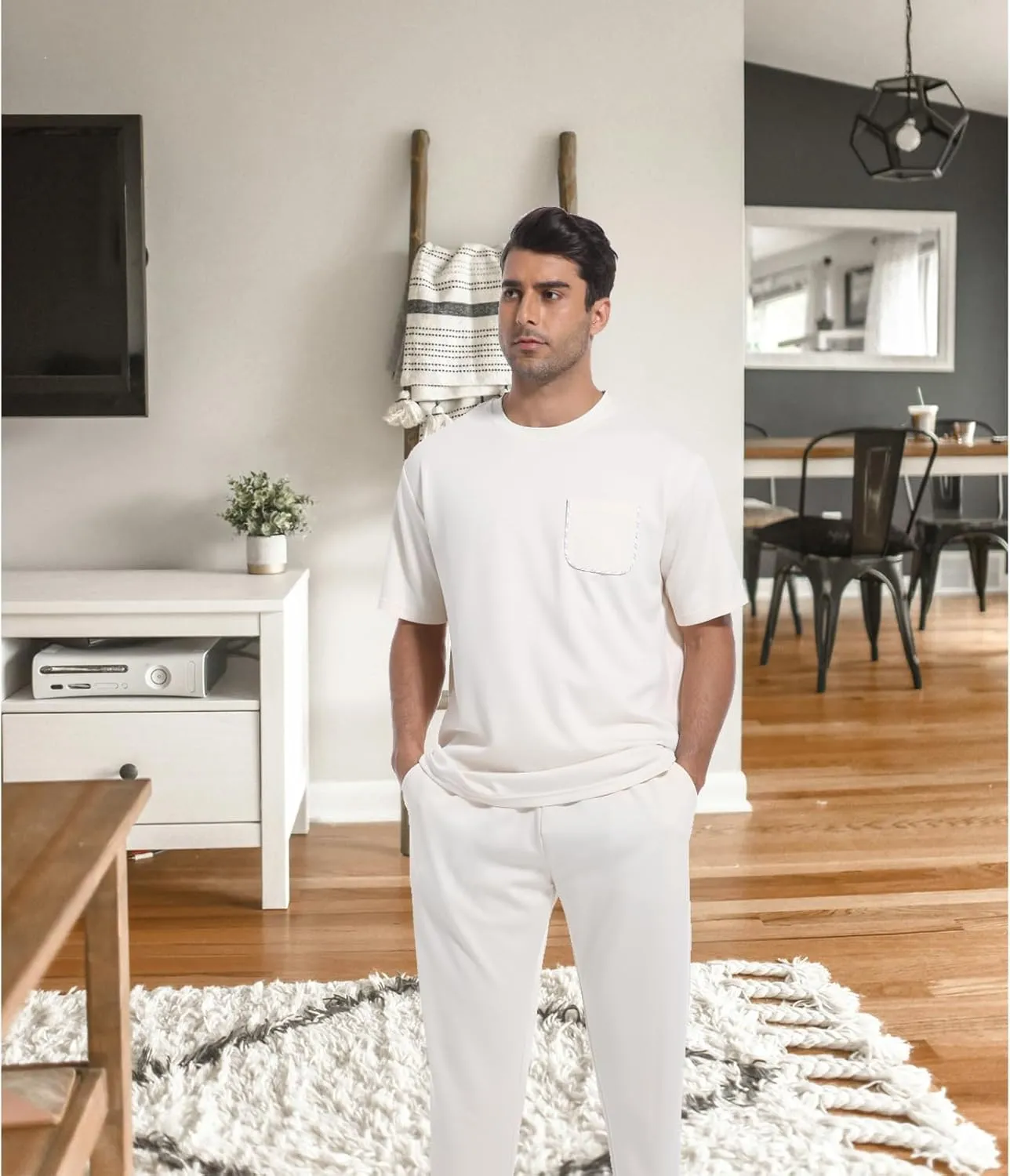 ANOTWENER Men's Tracksuit 2 Piece Sets Summer Outfits for Men Casual Short Sleeve Shirt and Pants Set