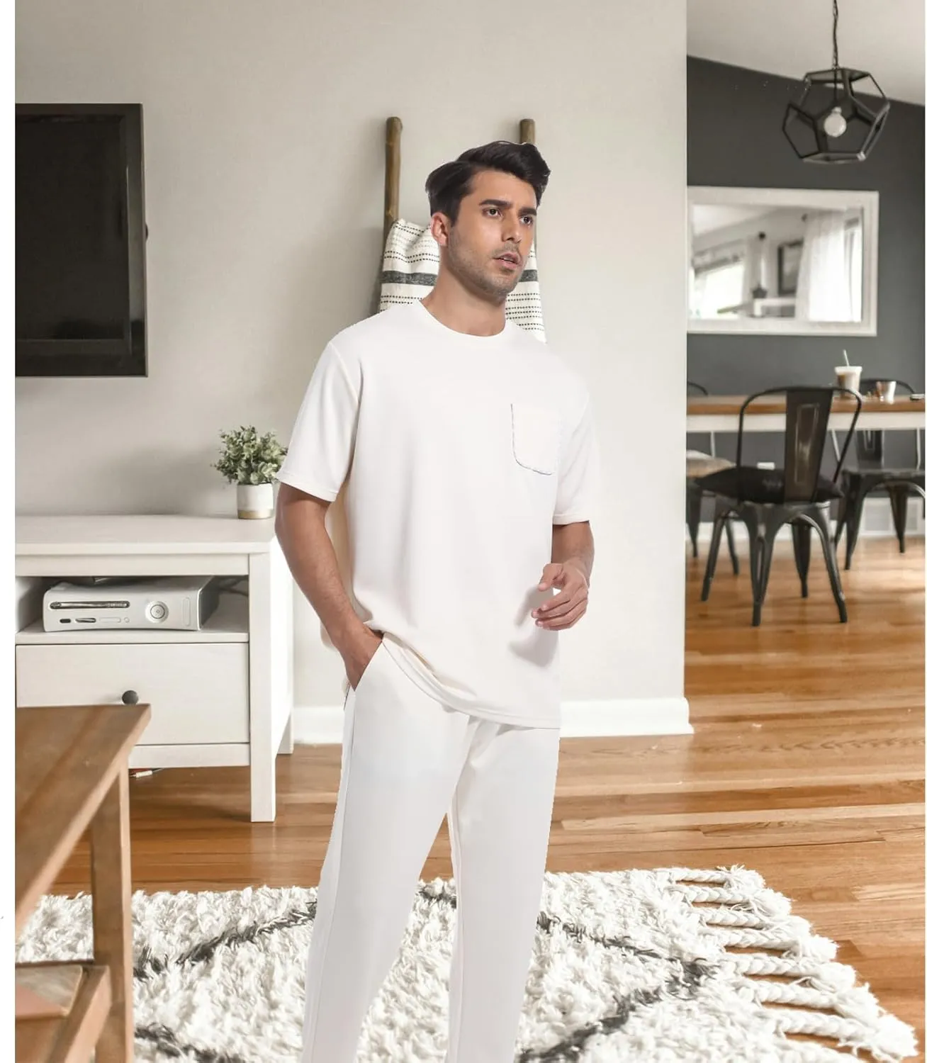 ANOTWENER Men's Tracksuit 2 Piece Sets Summer Outfits for Men Casual Short Sleeve Shirt and Pants Set