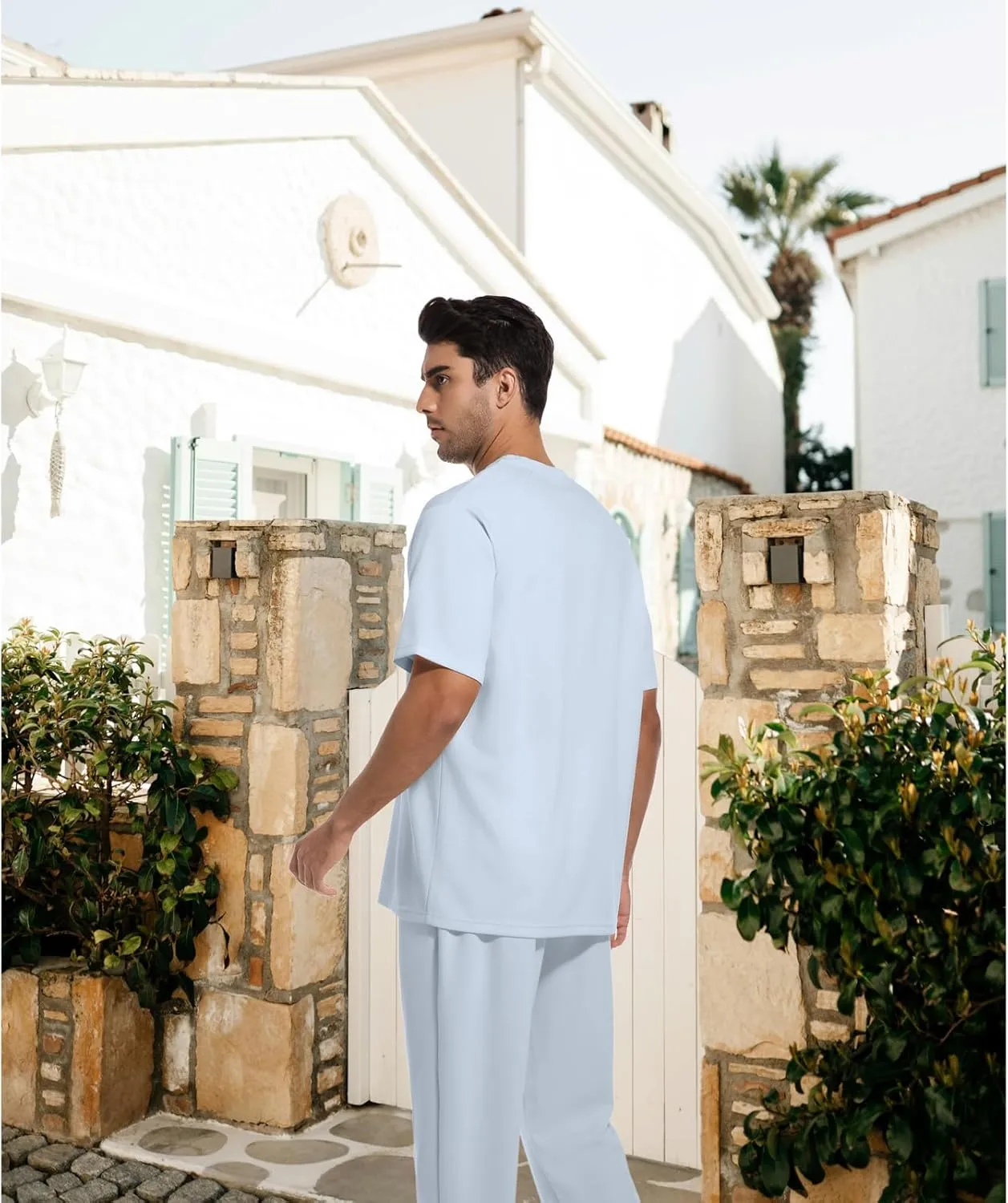 ANOTWENER Men's Tracksuit 2 Piece Sets Summer Outfits for Men Casual Short Sleeve Shirt and Pants Set