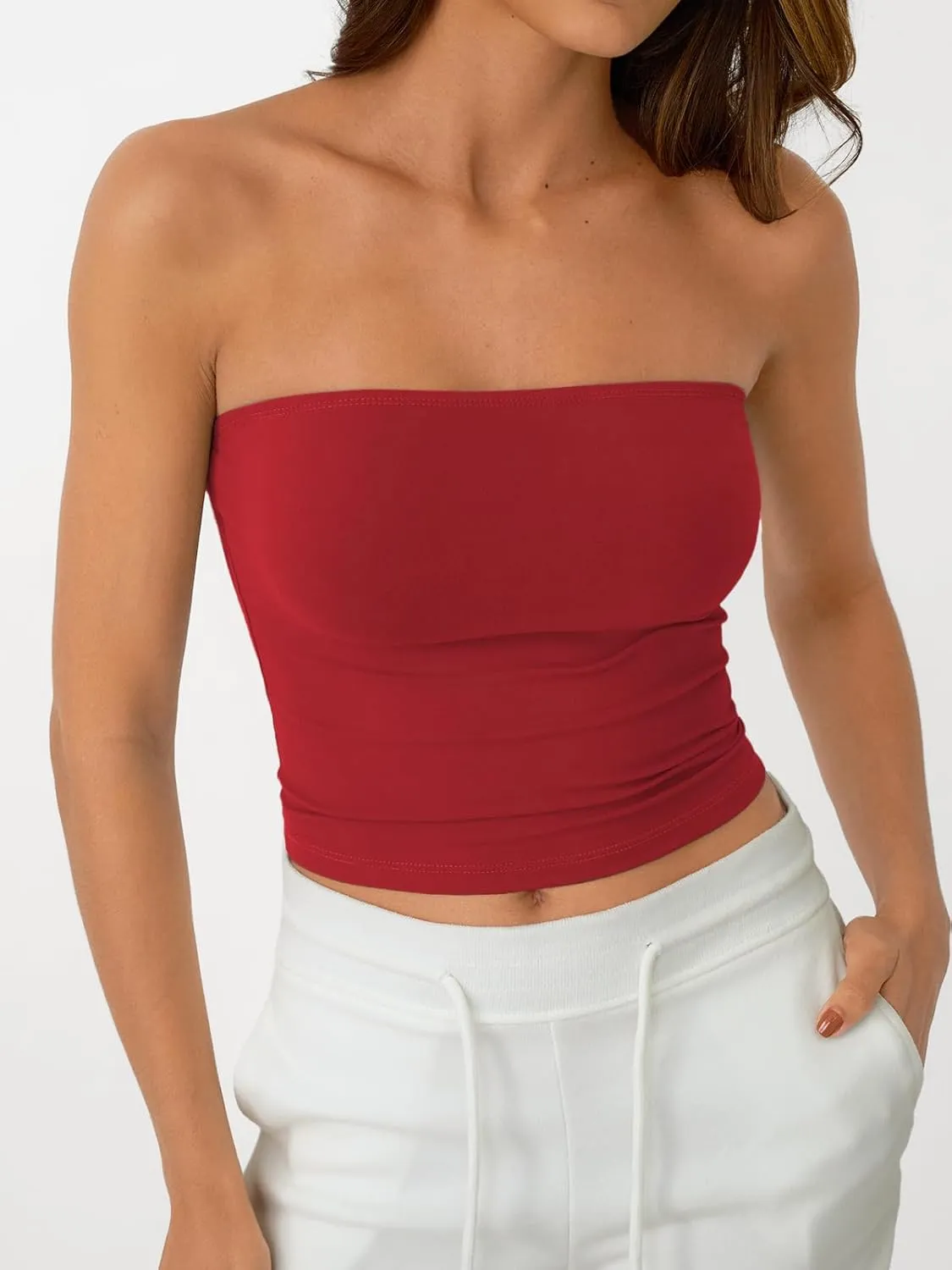 AUTOMET Tube Tops Strapless Crop Tops Basic Backless Sleeveless Bandeau Going Out Cute 2025 Summer Clothes