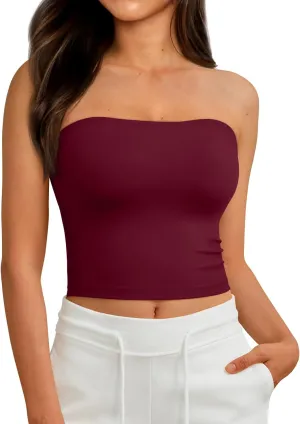 AUTOMET Tube Tops Strapless Crop Tops Basic Backless Sleeveless Bandeau Going Out Cute 2025 Summer Clothes