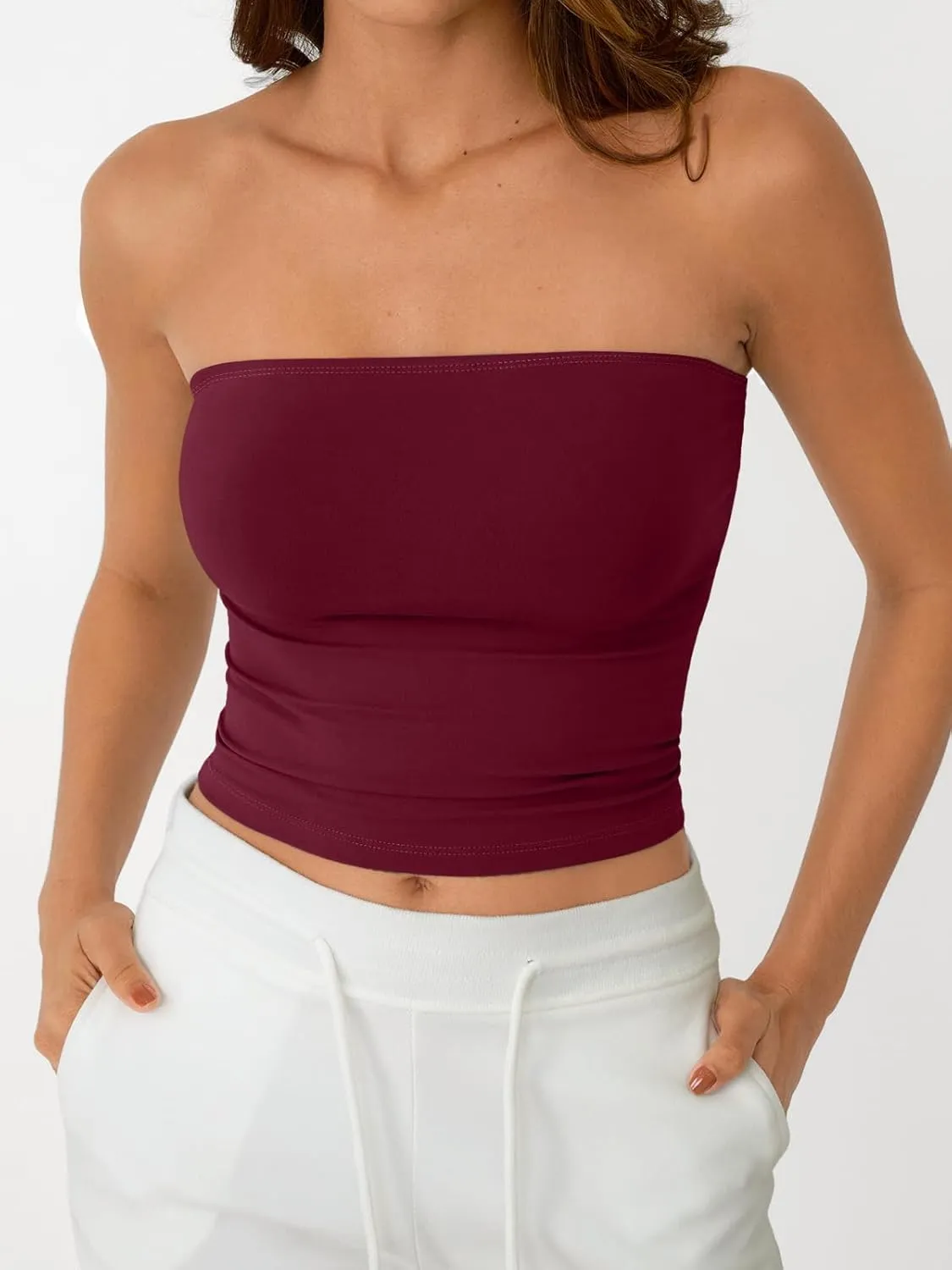 AUTOMET Tube Tops Strapless Crop Tops Basic Backless Sleeveless Bandeau Going Out Cute 2025 Summer Clothes