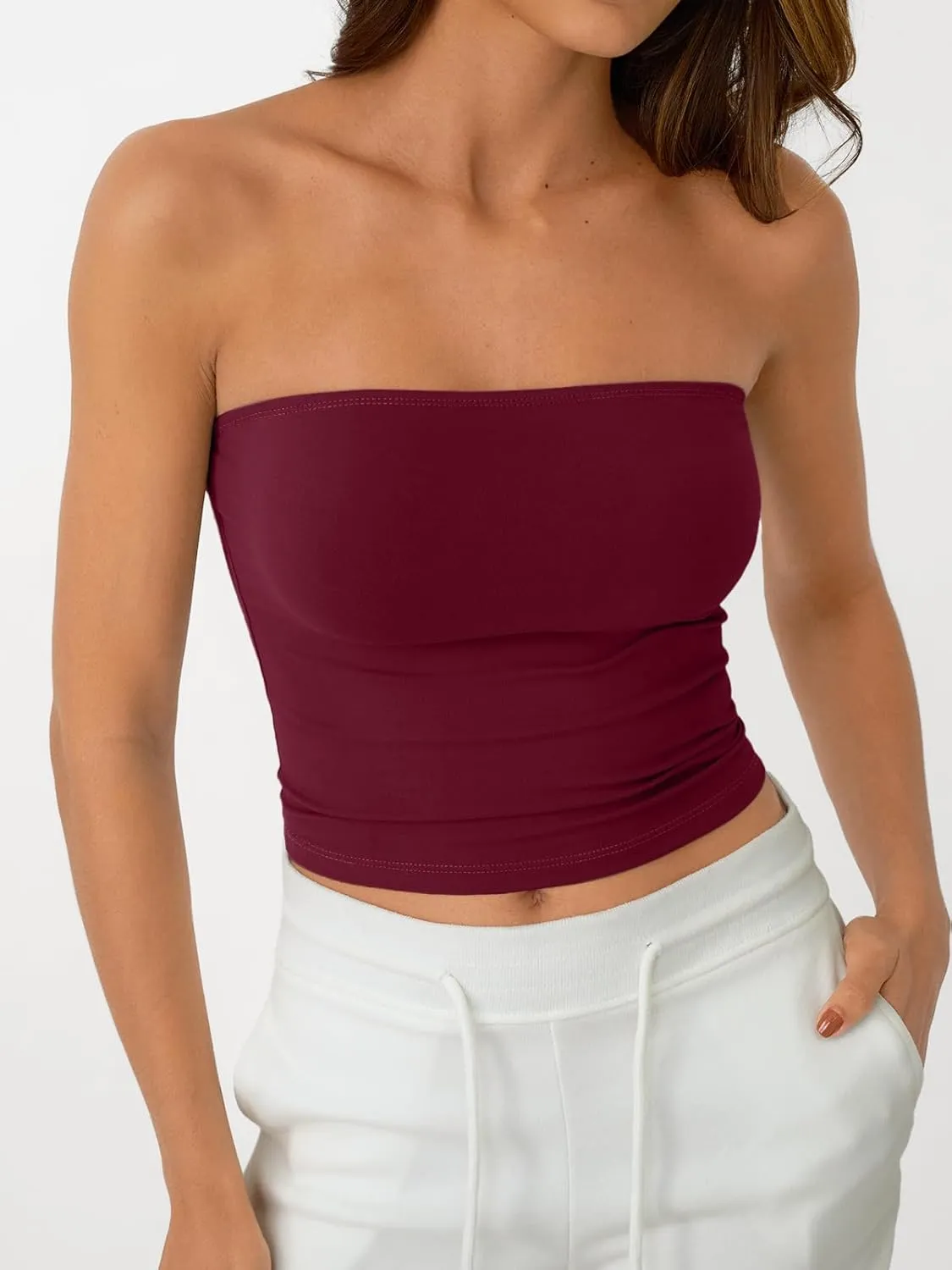AUTOMET Tube Tops Strapless Crop Tops Basic Backless Sleeveless Bandeau Going Out Cute 2025 Summer Clothes