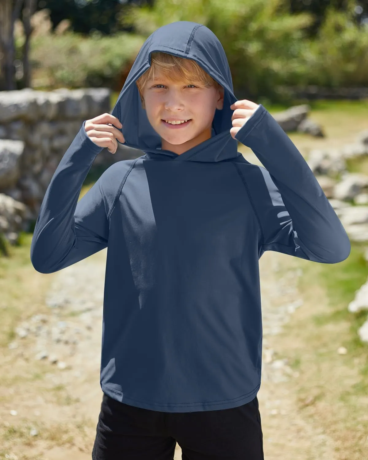 BesserBay Boys Sun Protection Hooded Long Sleeve Rashguard Shirt 1-14 Years