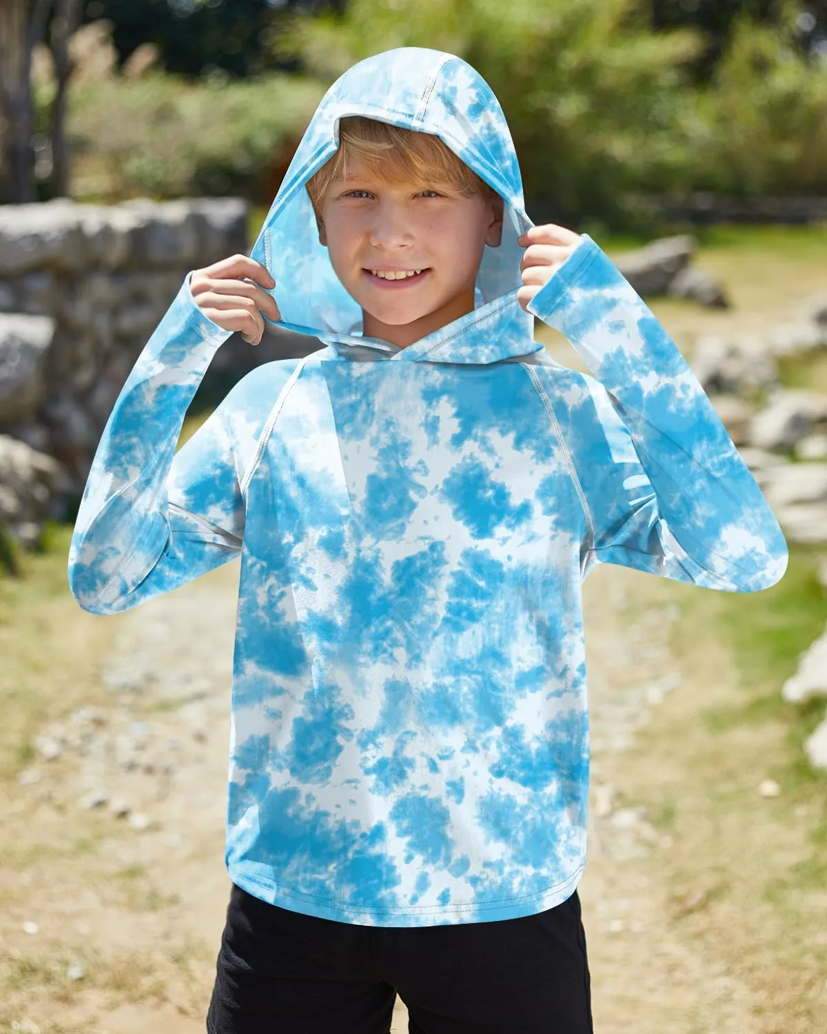 BesserBay Boys Sun Protection Hooded Long Sleeve Rashguard Shirt 1-14 Years
