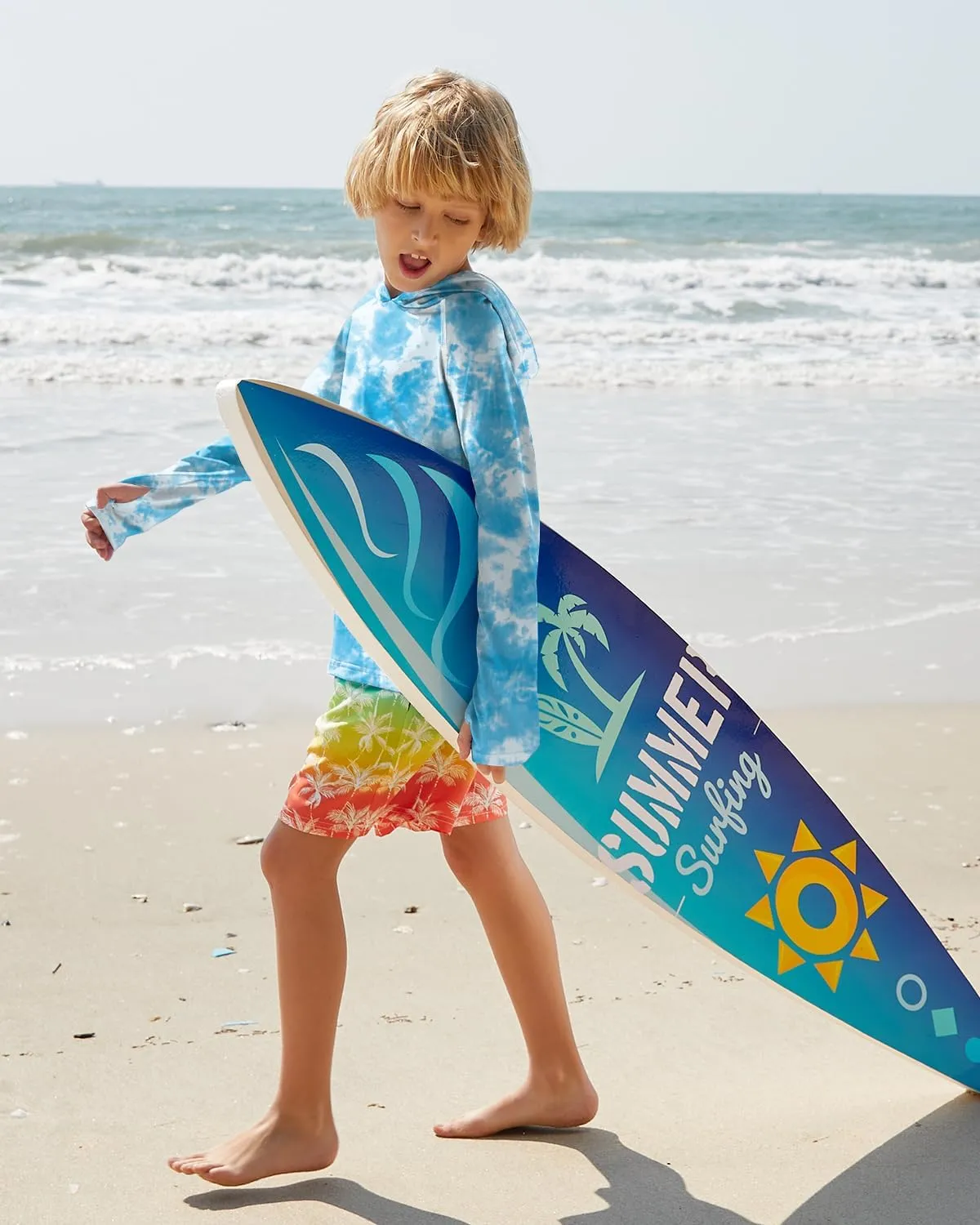 BesserBay Boys Sun Protection Hooded Long Sleeve Rashguard Shirt 1-14 Years