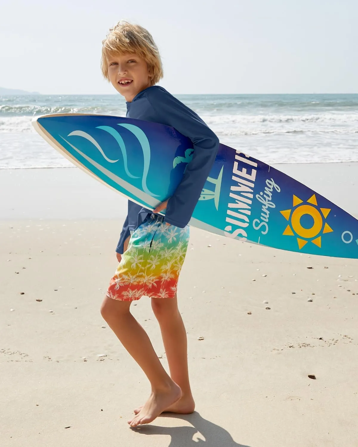 BesserBay Boys Sun Protection Hooded Long Sleeve Rashguard Shirt 1-14 Years
