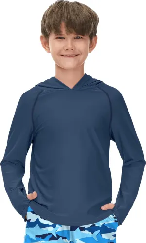 BesserBay Boys Sun Protection Hooded Long Sleeve Rashguard Shirt 1-14 Years