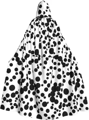 Black & White Big Dot Hooded Cloak Adults Stylish Cape for Carnivals Themed Parties Cosplays Costume Party Supplies