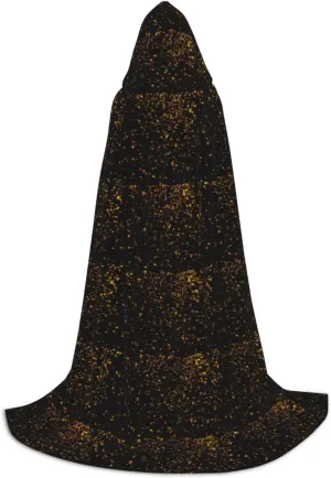 Black And Gold Wallpaper Print Halloween Hooded Cloak Full Length Cape With Hood For Men And Women For Carnival