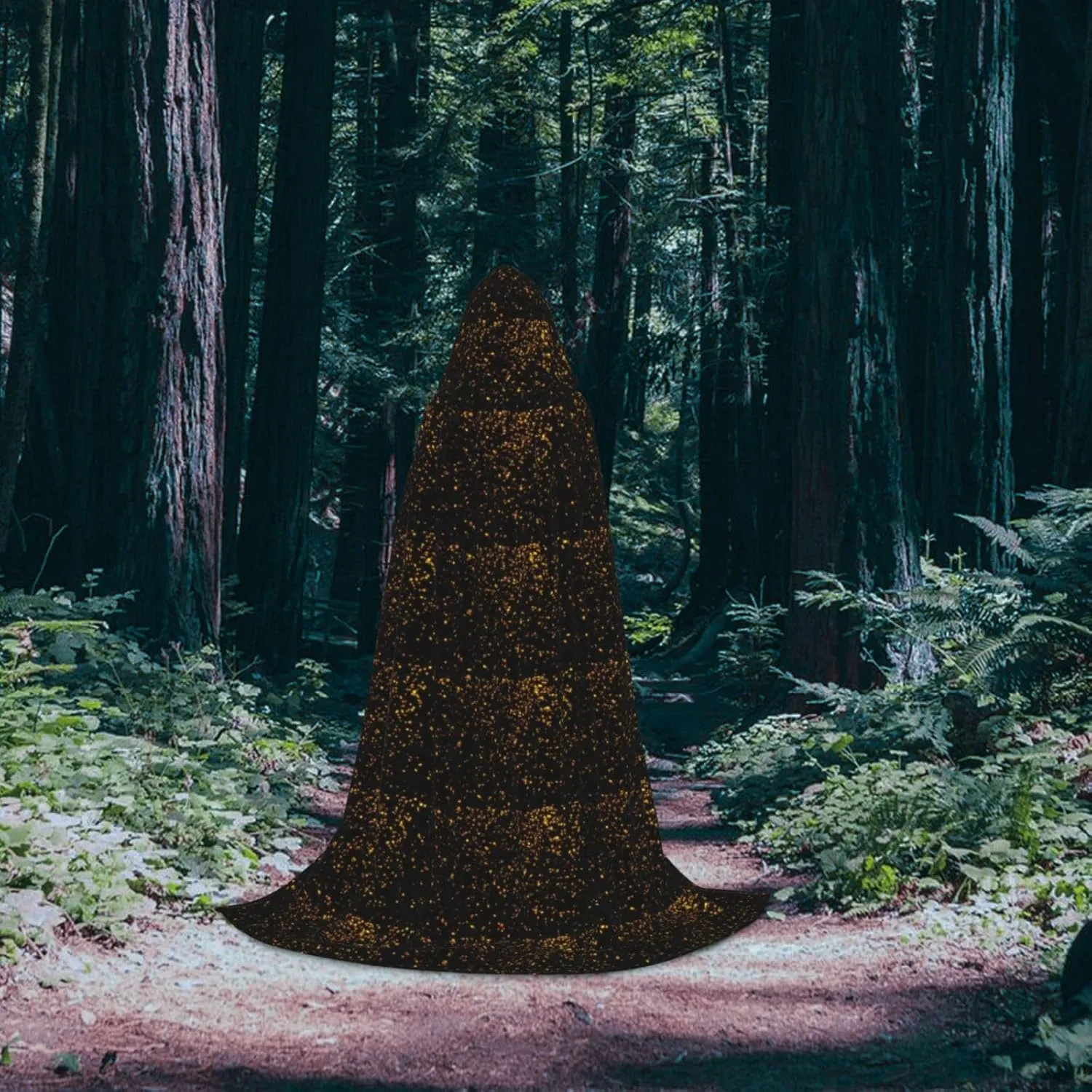 Black And Gold Wallpaper Print Halloween Hooded Cloak Full Length Cape With Hood For Men And Women For Carnival