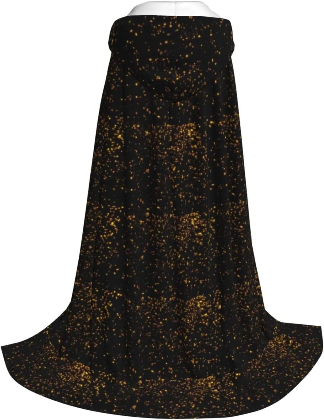 Black And Gold Wallpaper Print Halloween Hooded Cloak Full Length Cape With Hood For Men And Women For Carnival