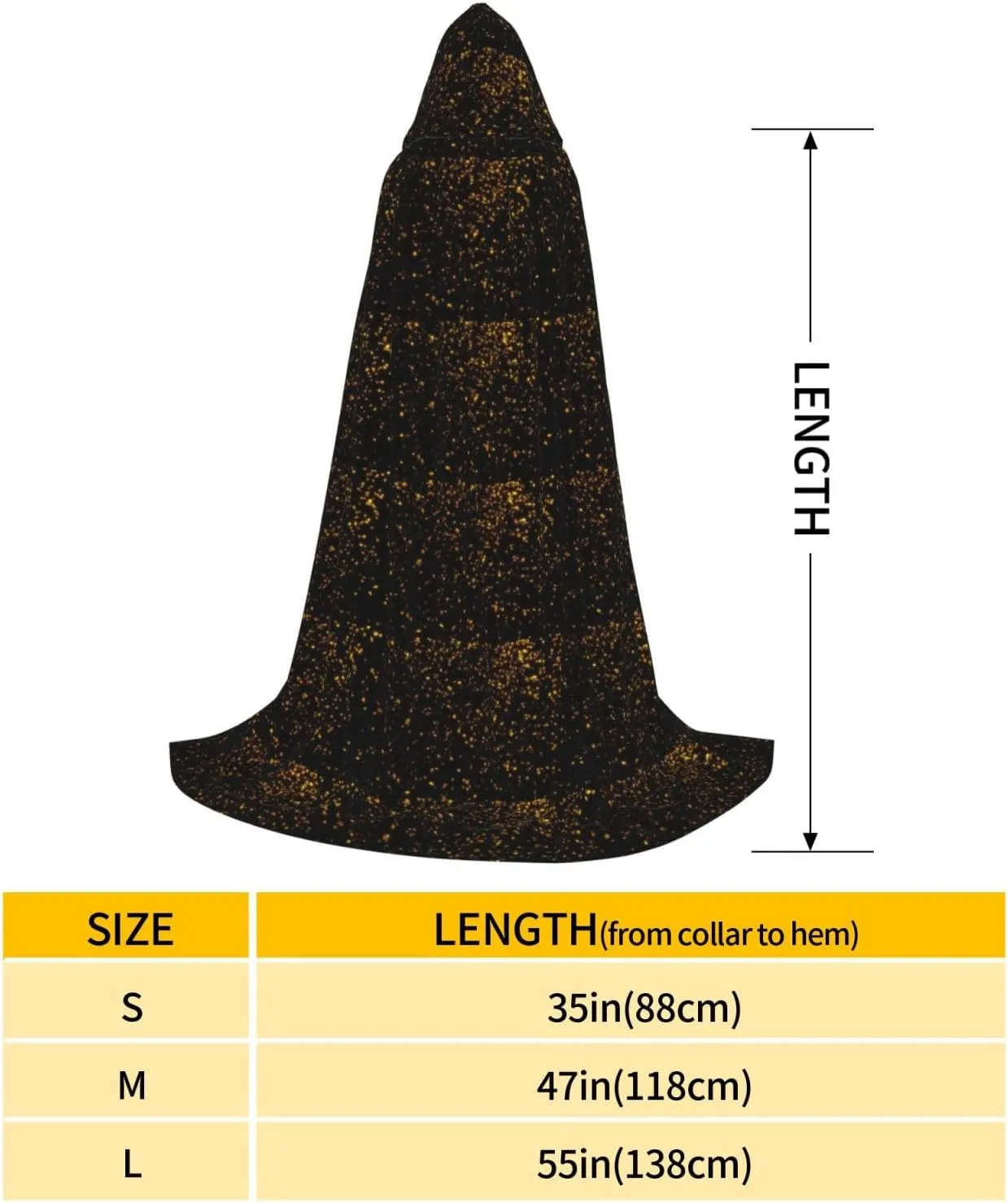 Black And Gold Wallpaper Print Halloween Hooded Cloak Full Length Cape With Hood For Men And Women For Carnival