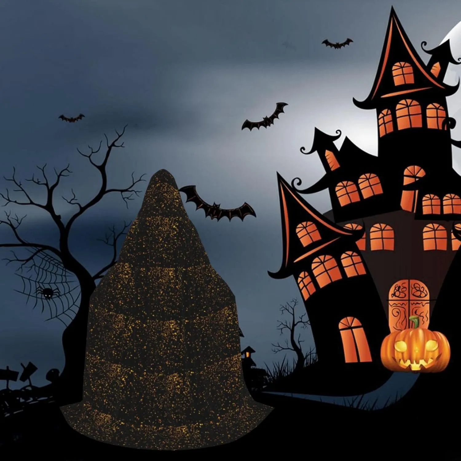 Black And Gold Wallpaper Print Halloween Hooded Cloak Full Length Cape With Hood For Men And Women For Carnival