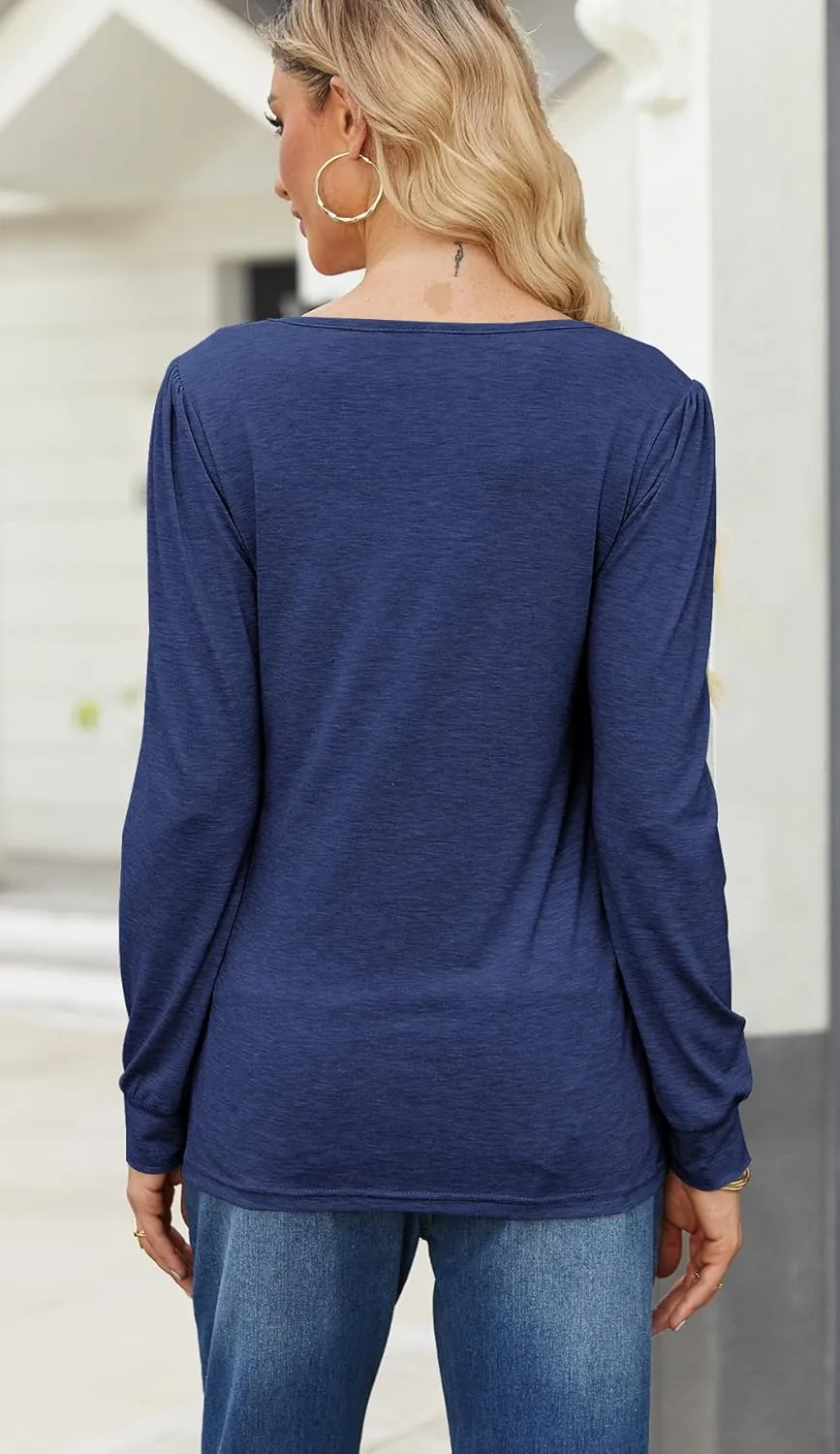Bluetime Long Sleeve Shirts for Women 2024 Fall Fashion Tunic Tops for Leggings Pleated Front Dressy Casual Blouses