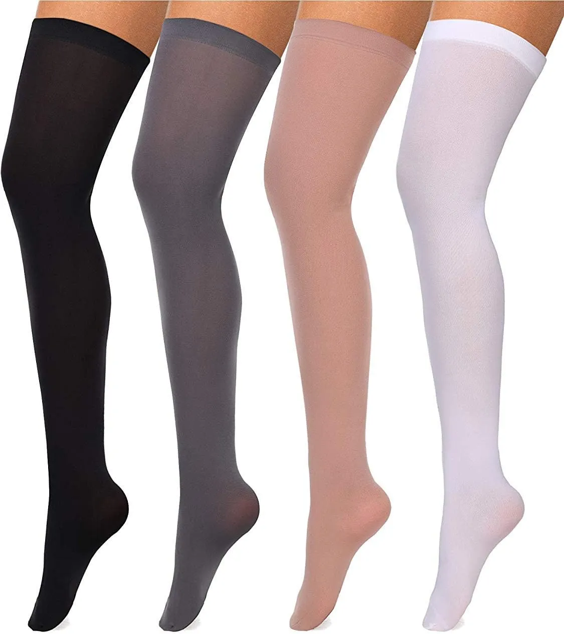 Boao 4 Pairs Women's Silk Thigh High Stockings Nylon Socks for Women Halloween Cosplay Costume Party Tights Accessory