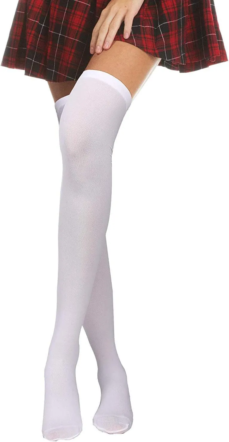 Boao 4 Pairs Women's Silk Thigh High Stockings Nylon Socks for Women Halloween Cosplay Costume Party Tights Accessory