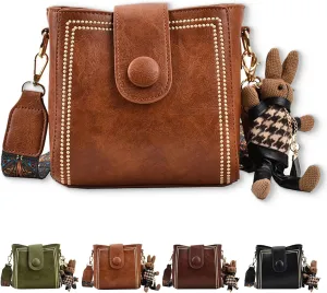 Bootara Bucket Bag, Bootara Women's Vintage Bunny Charm Bucket Bag, Convertible Shoulder/Crossbody