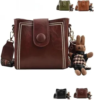 Bootara Bucket Bag, Vintage Crossbody Bag With Adjustable Wider Shoulder Strap, with Cute Rabbit Pendant
