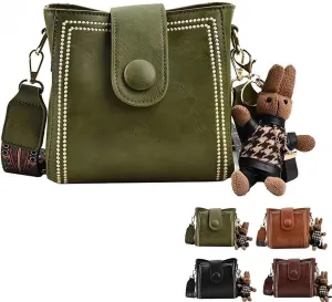 Bootara Bucket Bag, Vintage Crossbody Bag With Adjustable Wider Shoulder Strap, with Cute Rabbit Pendant