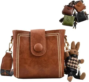 Bootara Bucket Bag, Women's Vintage Bunny Charm Bucket Bag with Adjustable Wider Shoulder Strap Crossbody