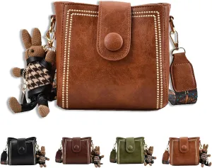 Bootara Bucket Bag, Women's Vintage Bunny Charm Bucket Bag,Adjustable Wide Strap Convertible Shoulder Tote