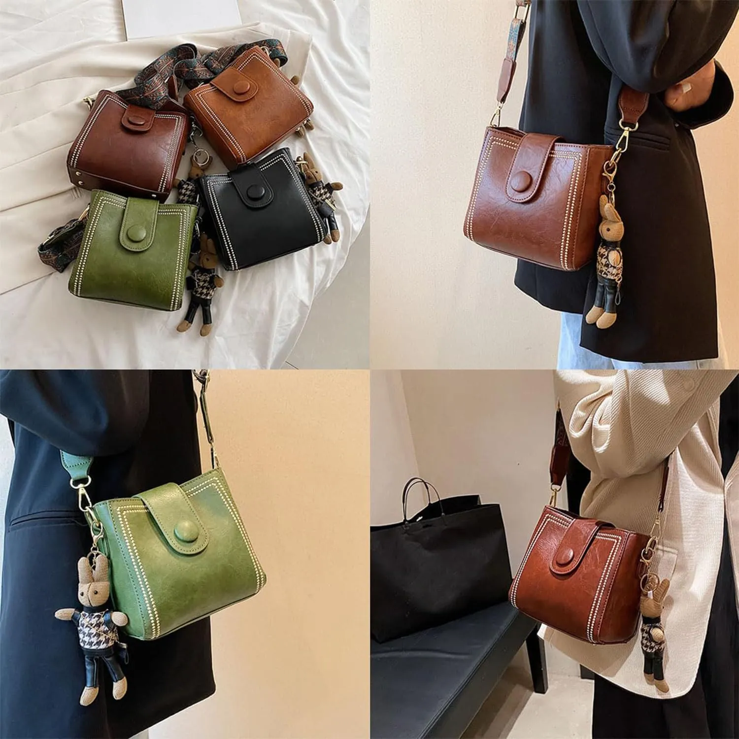 Bootara Bucket Bag,Vintage Crossbody Bag With Adjustable Shoulder Strap,Womens Retro Water bucket shoulder bag