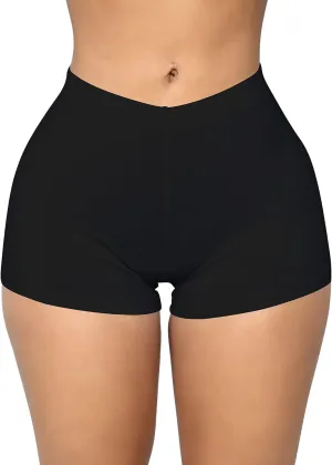 BORIFLORS Women's Sexy Workout Gym Biker Elastic Waist Booty Shorts