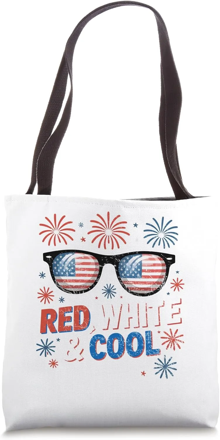 Boys 4th Of July Red White And Cool Sunglasses Girls Tote Bag