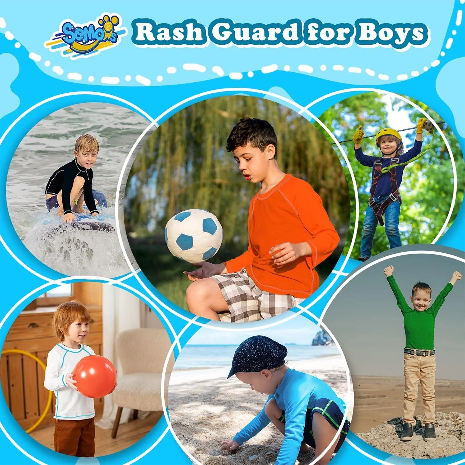 Boys' Rash Guard Long Sleeve UPF 50 Sun Shirts for Toddler Kids Rashguard Water Swimming