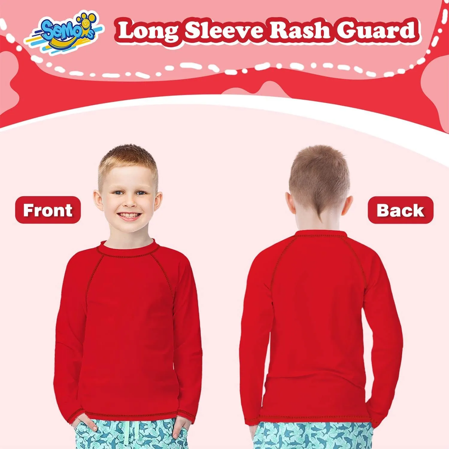Boys' Rash Guard Long Sleeve UPF 50 Sun Shirts for Toddler Kids Rashguard Water Swimming