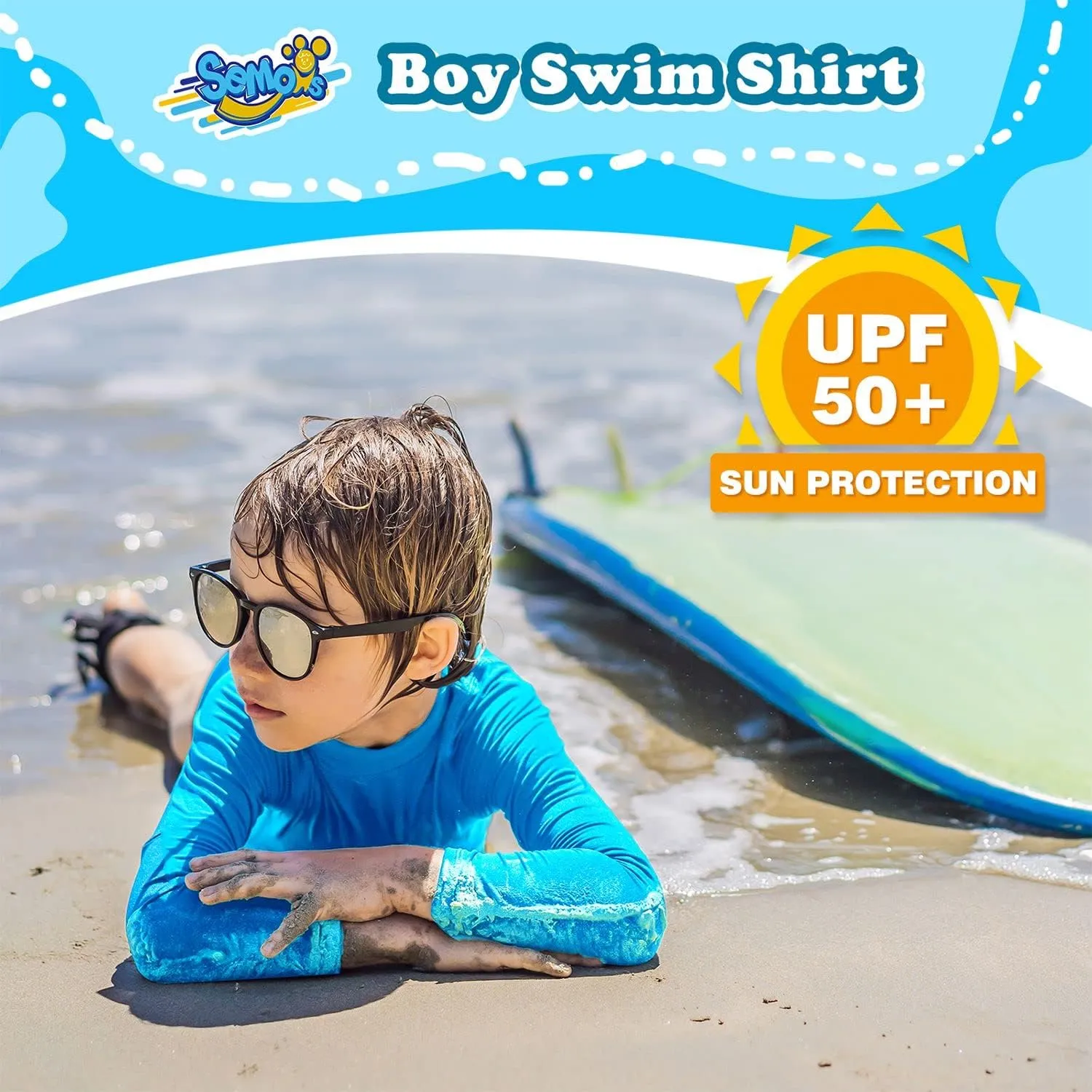 Boys' Rash Guard Long Sleeve UPF 50 Sun Shirts for Toddler Kids Rashguard Water Swimming